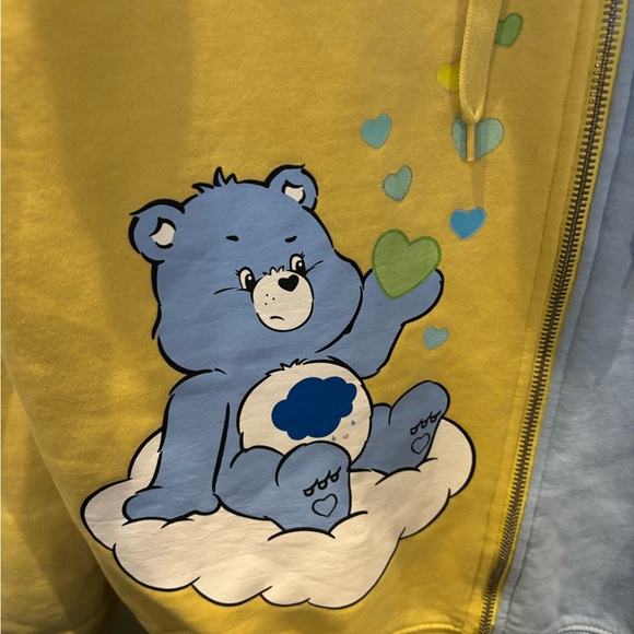 Women’s Care Bears color block blue/yellow zip hoodie Jacket-Sweatshirt cartoon - Picture 4 of 9